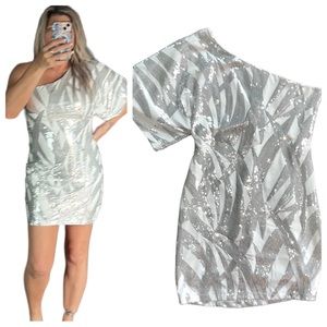 🎈S57 B.Smart sequined one shoulder dress